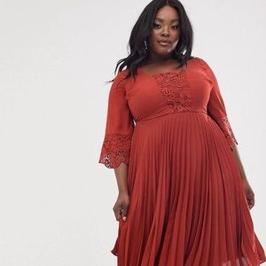 ASOS Curve Midi Dress with Pleated Skirt
